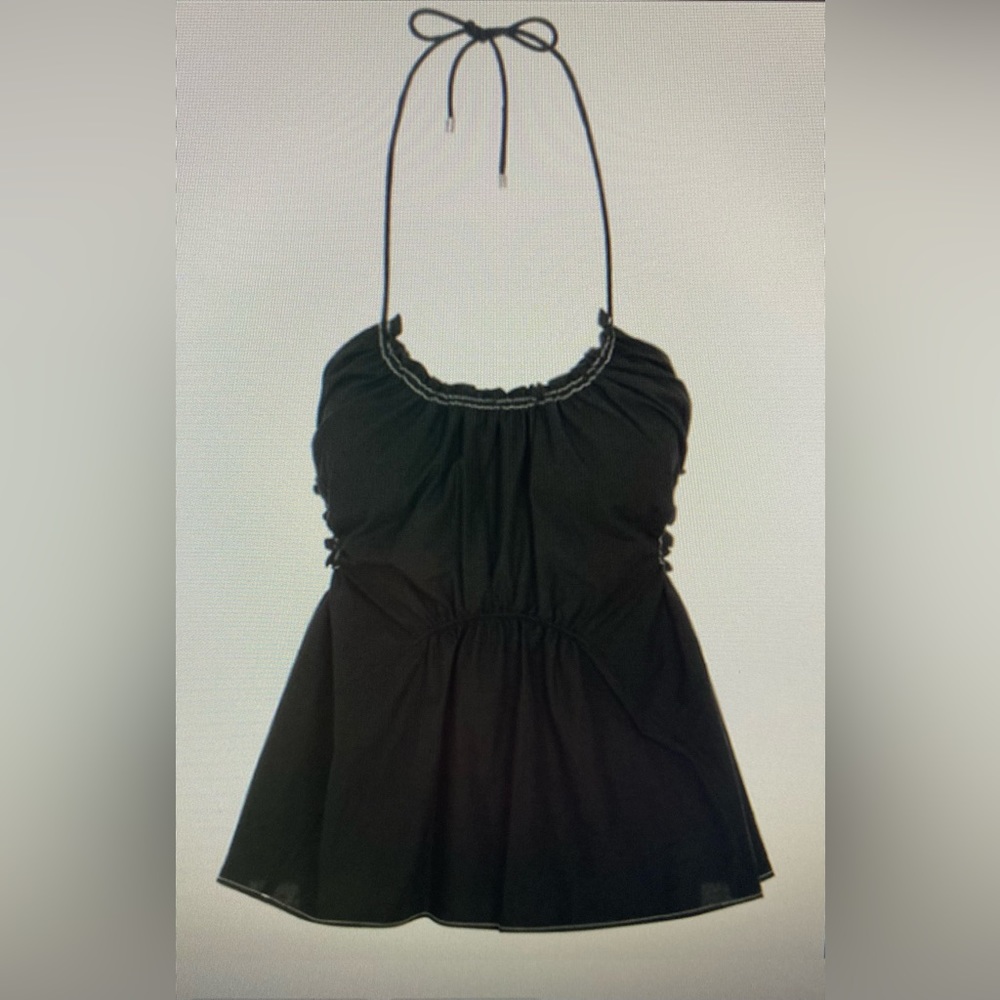 3.1 Phillip Lim black halter gathered peplum style top size 8
